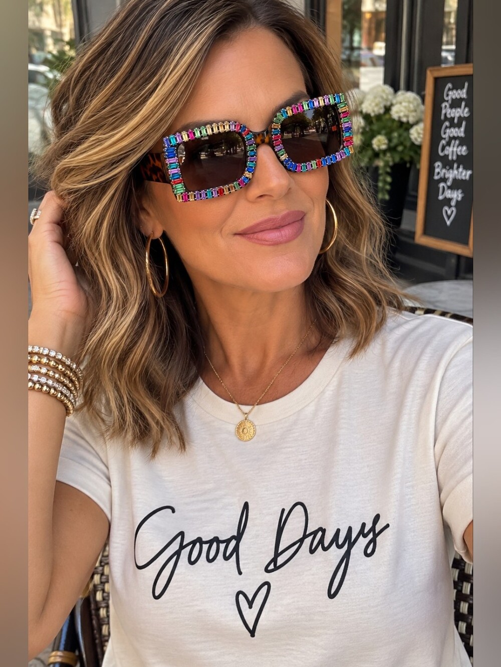 Tortoiseshell Sunglasses with Multicolor Crystal Frame